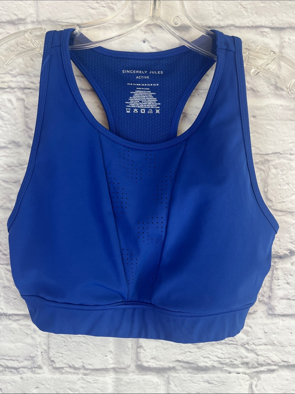 Sincerely Jules Active Blue Racerback Sports Bra Size Medium